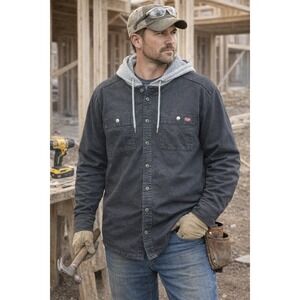 Wrangler Workwear Shirt Jacket Hoodie Mens L Black~Chore Coat